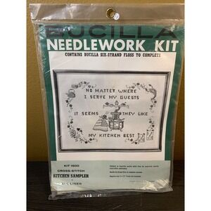 VINTAGE BUCILLA ~ KITCHEN‎ SAMPLER ~ LINEN NEEDLEWORK KIT #1600